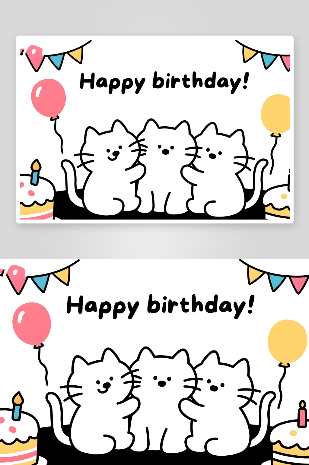 可爱宠物小狗小猫生日派对插画素材