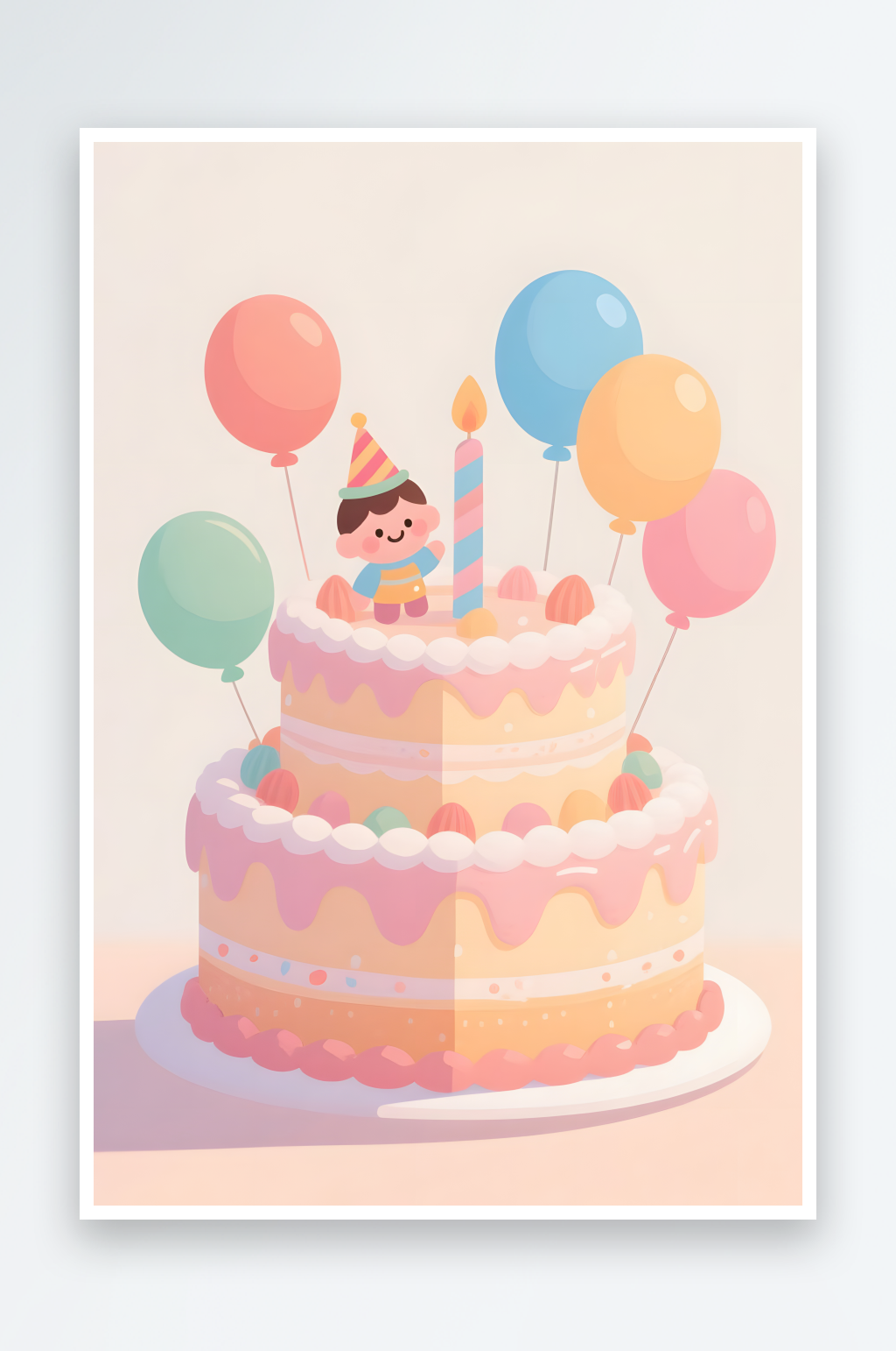 AI数字艺术生日派对过生日人物插画素材