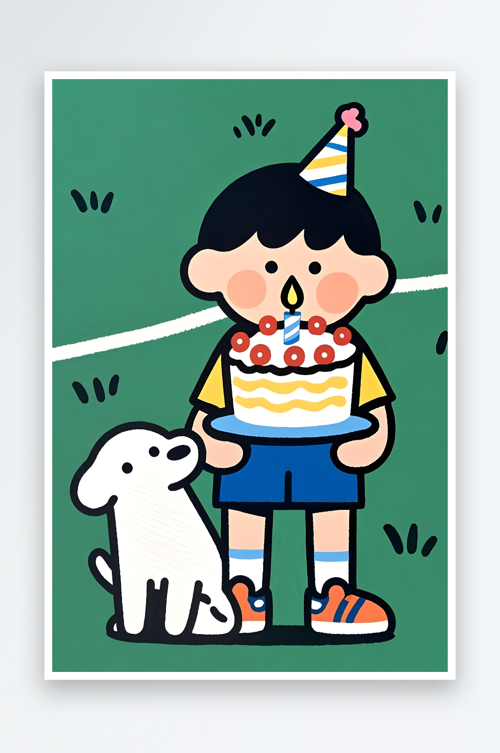 慶祝生日派對蛋糕氣球過生日人物插畫素材