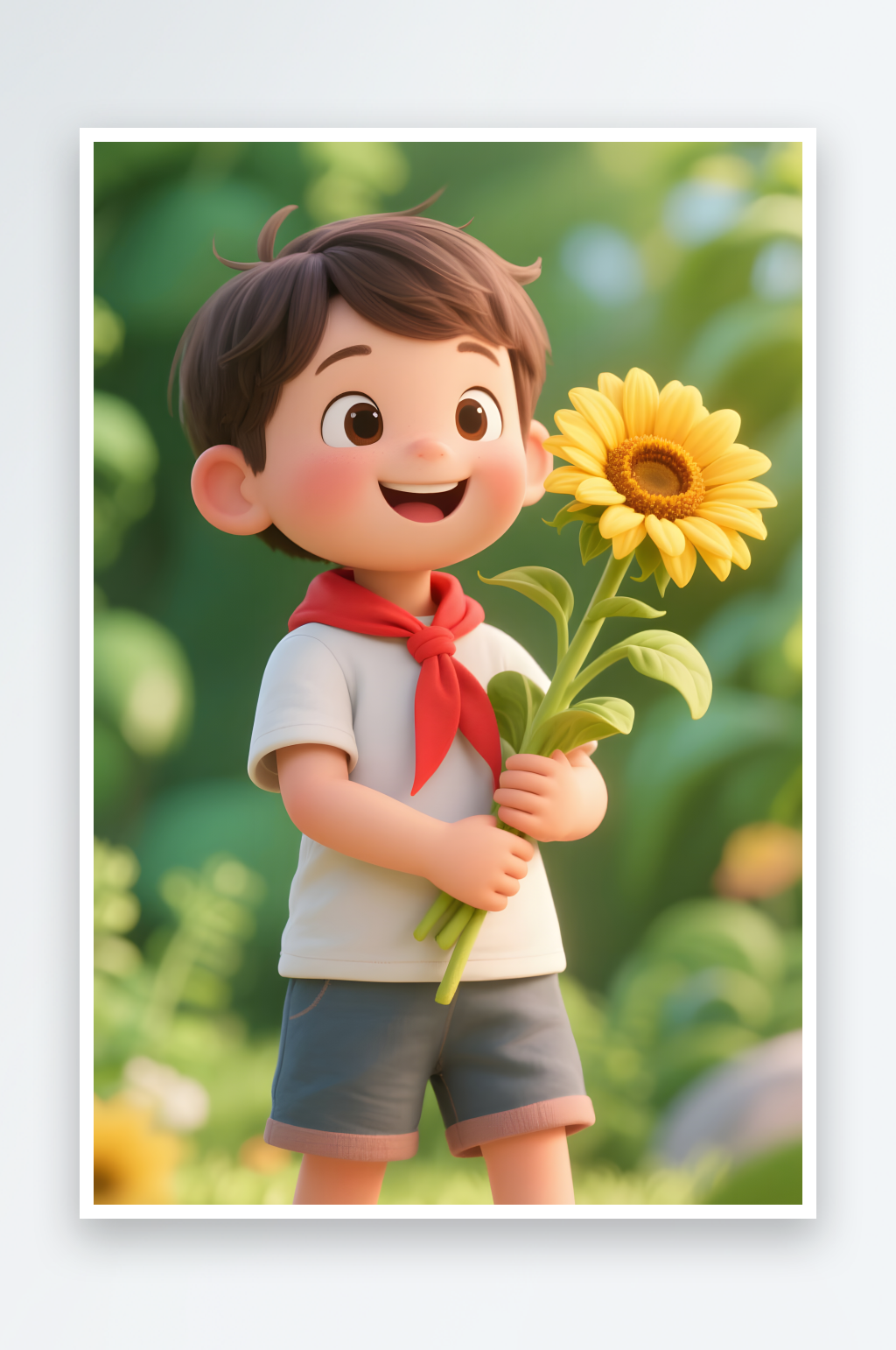 少先隊(duì)員向日葵扶老兒童小學(xué)生愛國教育插畫素材
