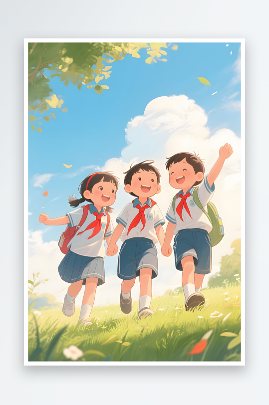 少先隊(duì)員兒童小學(xué)生愛(ài)國(guó)教育插畫(huà)