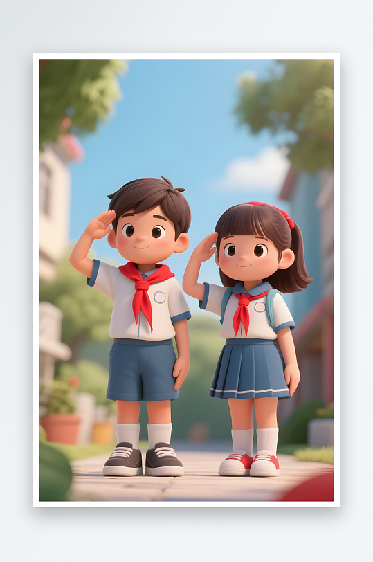 少先隊(duì)員操場(chǎng)跑步兒童小學(xué)生愛(ài)國(guó)教育插畫(huà)