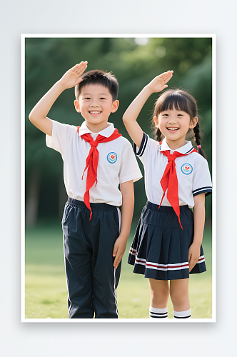 少先队员抱着书本儿童小学生爱国教育摄影图