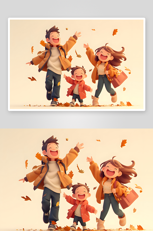 春季夏季一家人亲子挖沙旅游研学人物插画-众图网