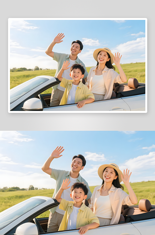 AI春季夏季一家人亲子旅游研学人物摄影图-众图网