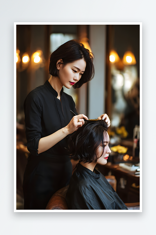 AI数字艺术美理发师美发师职业人物摄影图