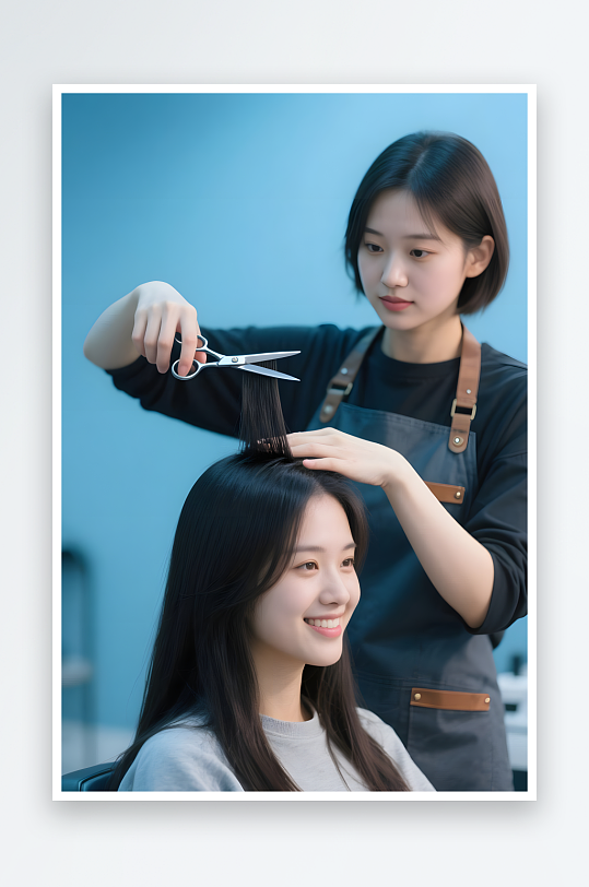 儿童剪发美理发师美发师职业人物摄影图