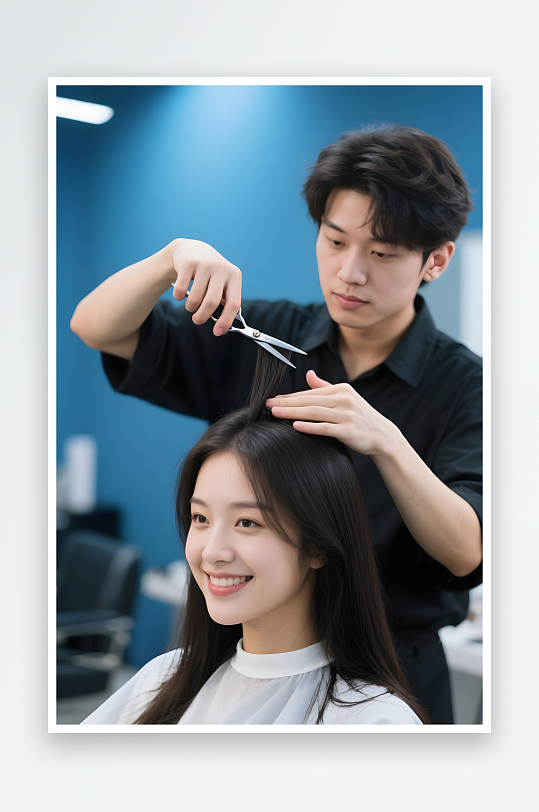 儿童剪发美理发师美发师职业人物摄影图