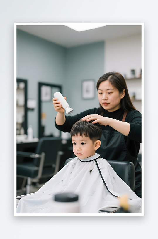 儿童剪发美理发师美发师职业人物摄影图