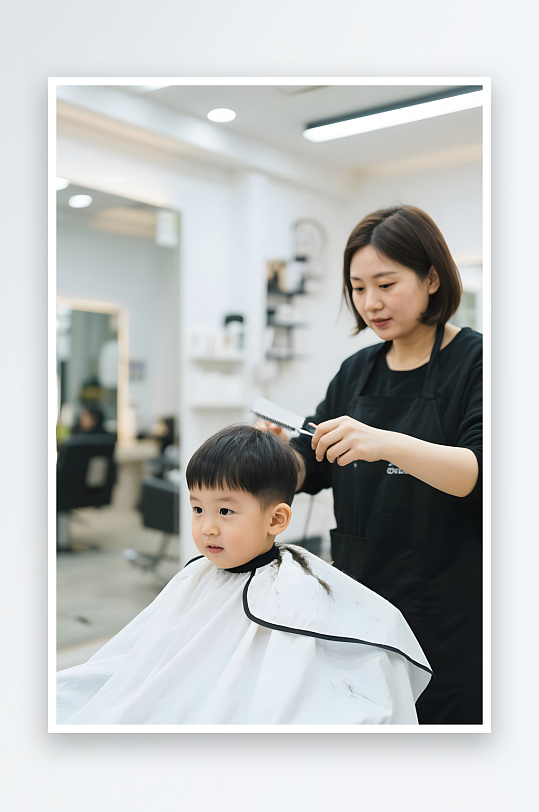 儿童剪发美理发师美发师职业人物摄影图