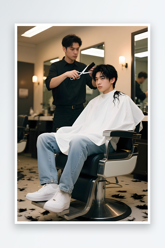 儿童剪发美理发师美发师职业人物摄影图