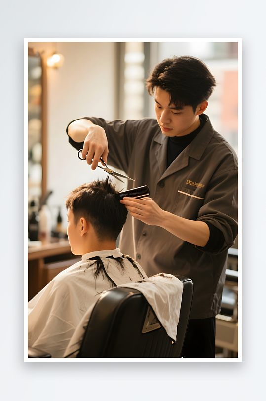 儿童剪发美理发师美发师职业人物摄影图