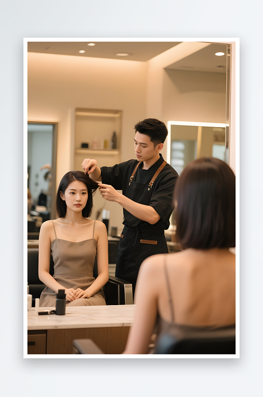 儿童剪发美理发师美发师职业人物摄影图
