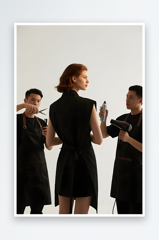 剪发美理发师美发师职业人物摄影图