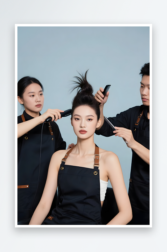 剪发美理发师美发师职业人物摄影图