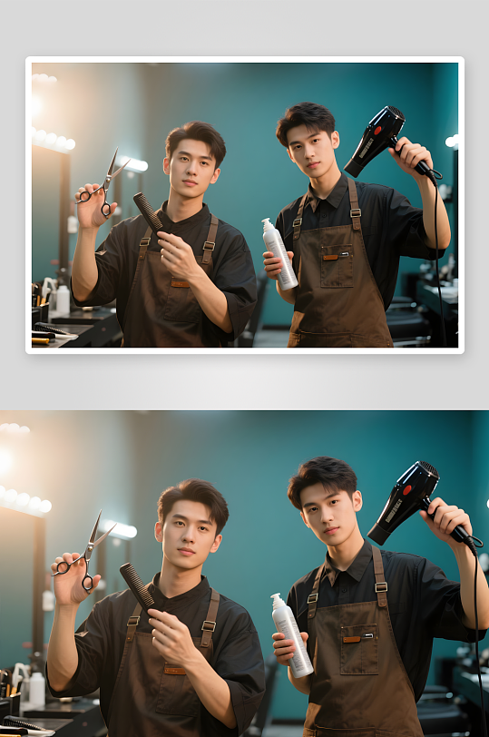 美理发师美发师发型师工具职业人物摄影图