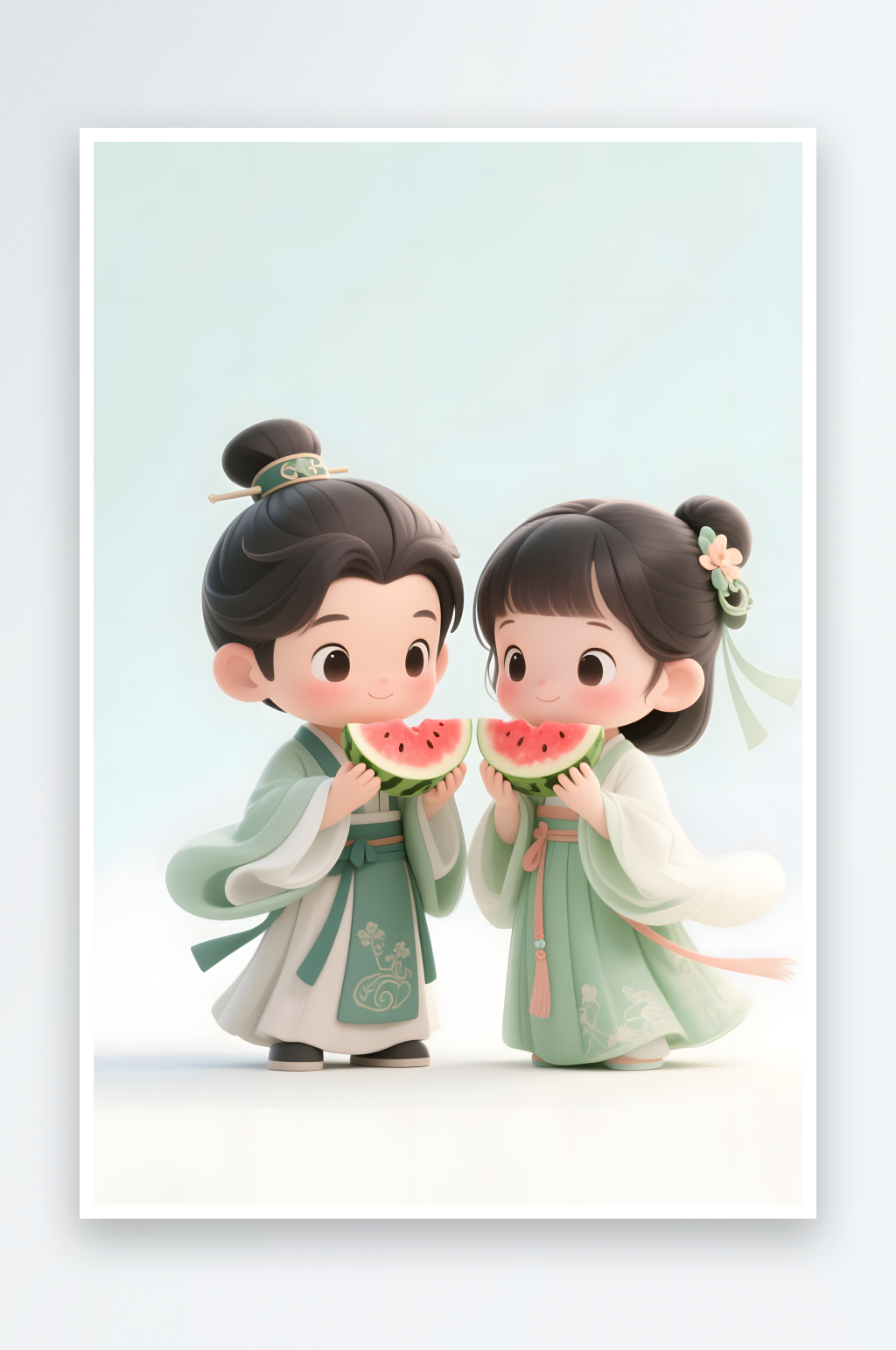 AI七夕情人節(jié)古代人漢服情侶模型插畫素材