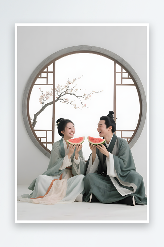 放风筝赏花七夕情人节古代人汉服情侣摄影-众图网