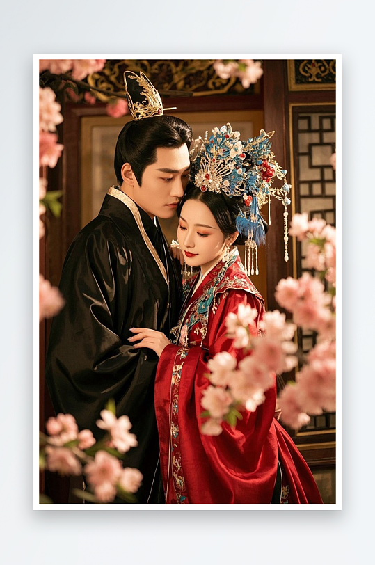 放风筝赏花七夕情人节古代人汉服情侣摄影-众图网