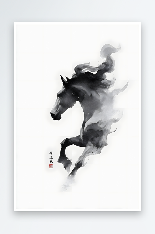 AI数字艺术2026年马年水墨画国风插画-众图网
