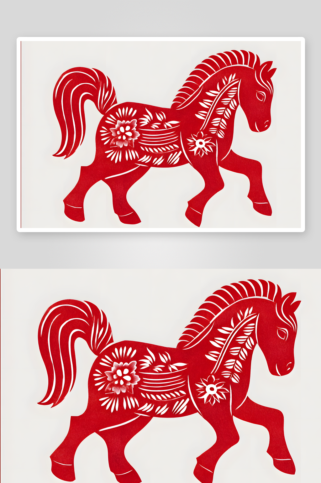 红色国风2026年马年新年剪纸插画素材