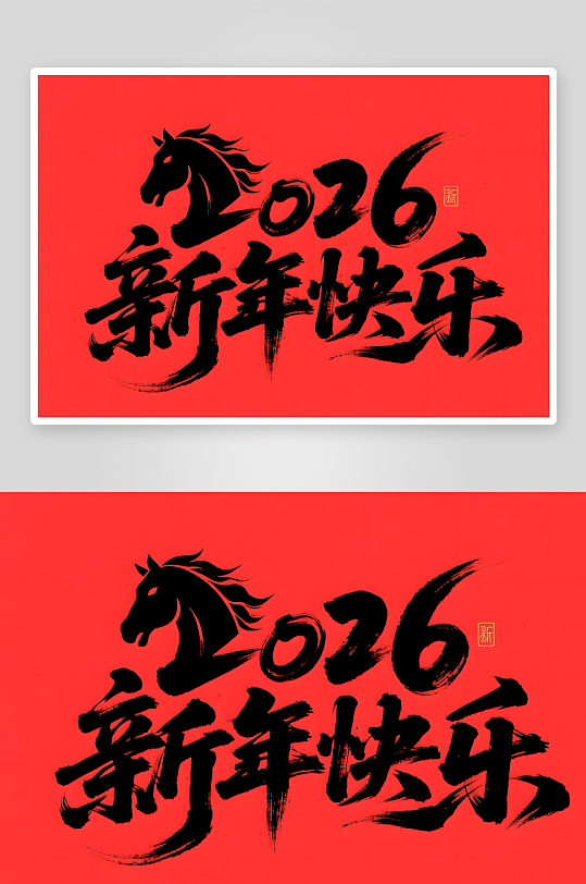 新年快乐2026年马年新年艺术字字体设计-众图网