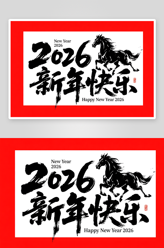 新年快樂2026年馬年新年藝術(shù)字字體設(shè)計(jì)
