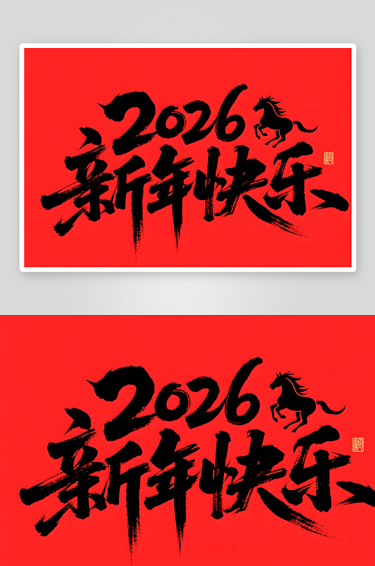 新年快樂2026年馬年新年藝術(shù)字字體設(shè)計(jì)