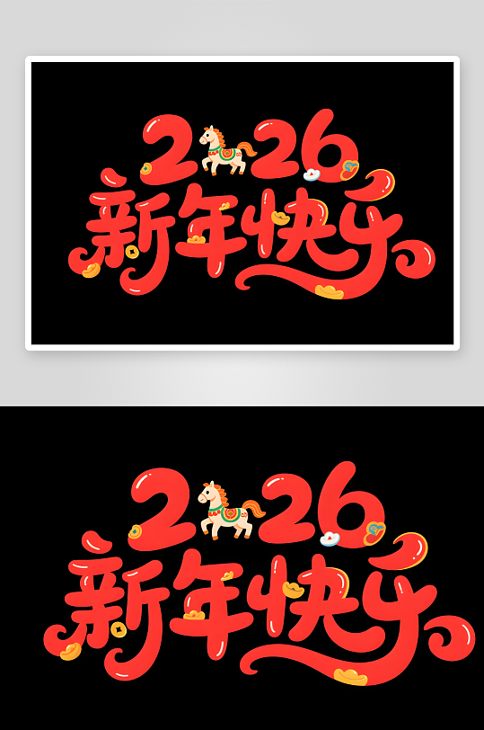 马跃新程2026年马年新年艺术字字体设计-众图网