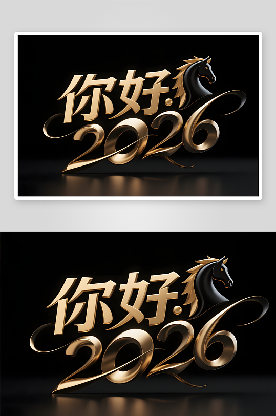 新春晚会2026年马年新年艺术字字体设计-众图网