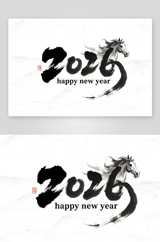 中国风2026年马年阿拉伯数字艺术字