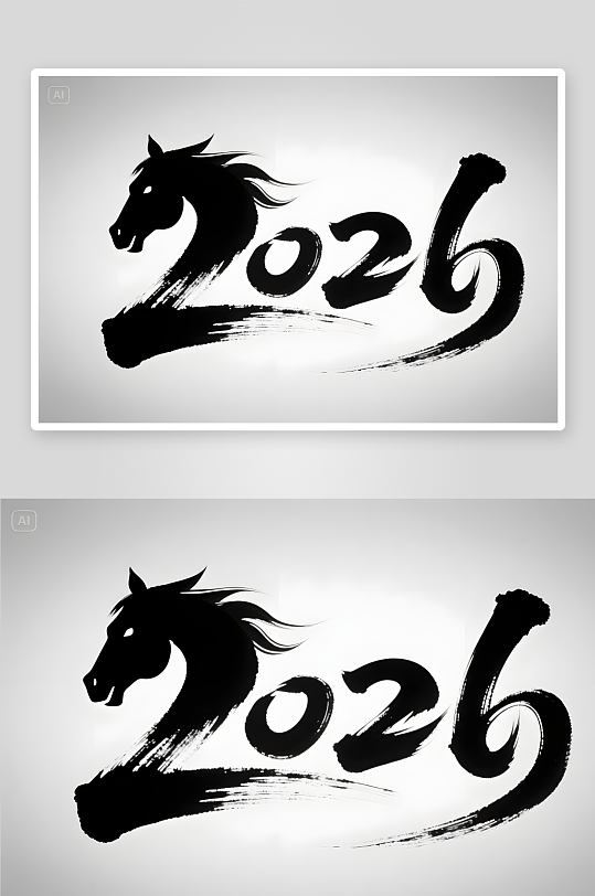 中式2026年马年阿拉伯数字艺术字-众图网