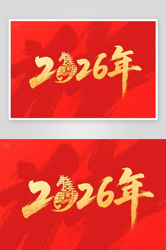 中式笔刷感2026年马年阿拉伯数字艺术字-众图网
