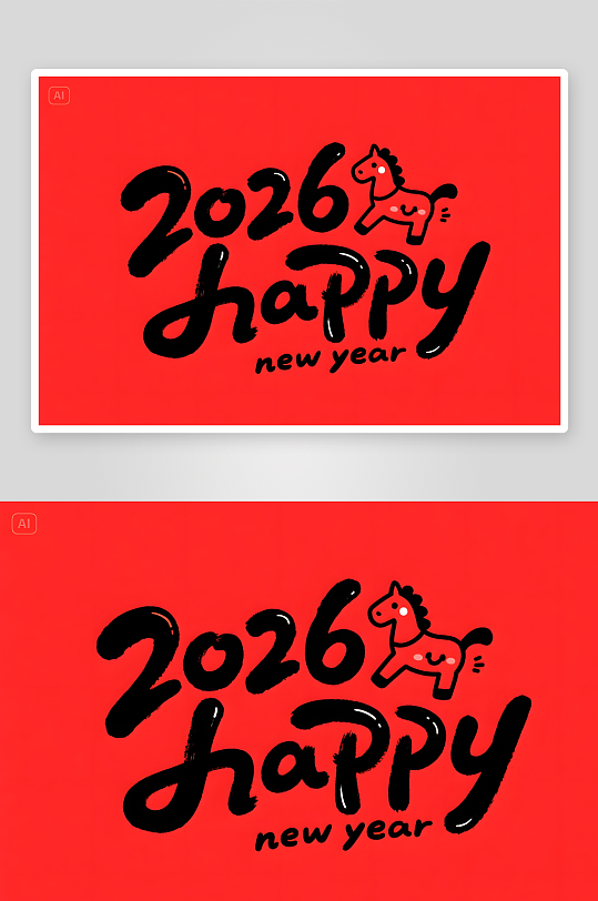 中式笔刷感2026年马年阿拉伯数字艺术字-众图网