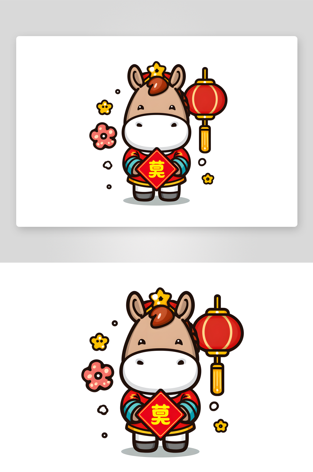 买年货2026年扁平化简笔画马年新插画素材