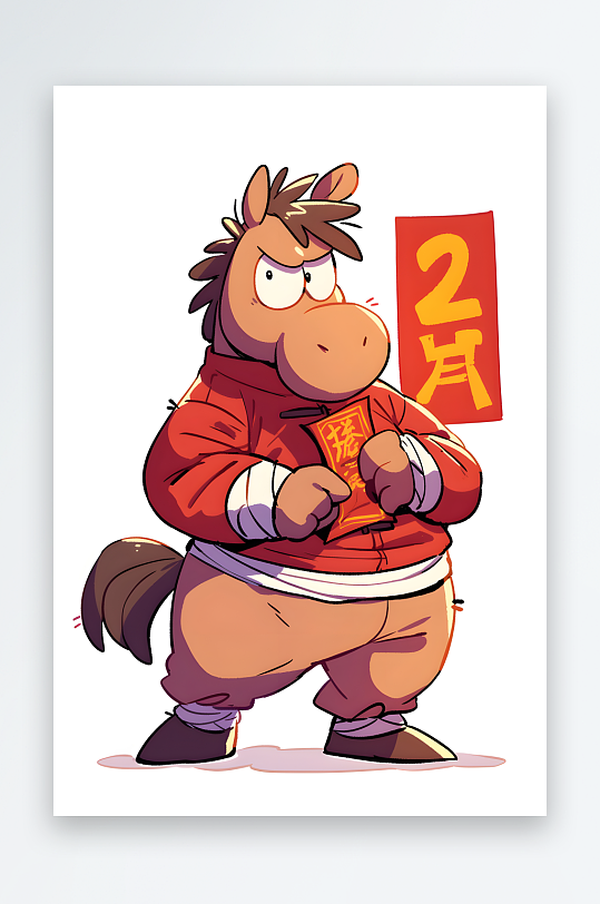 金元宝红2026年扁平化简笔画马年新插画