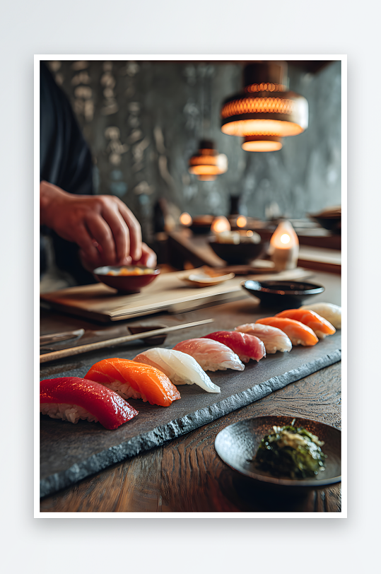日料店居酒屋厨师做寿司美食摄影图-众图网