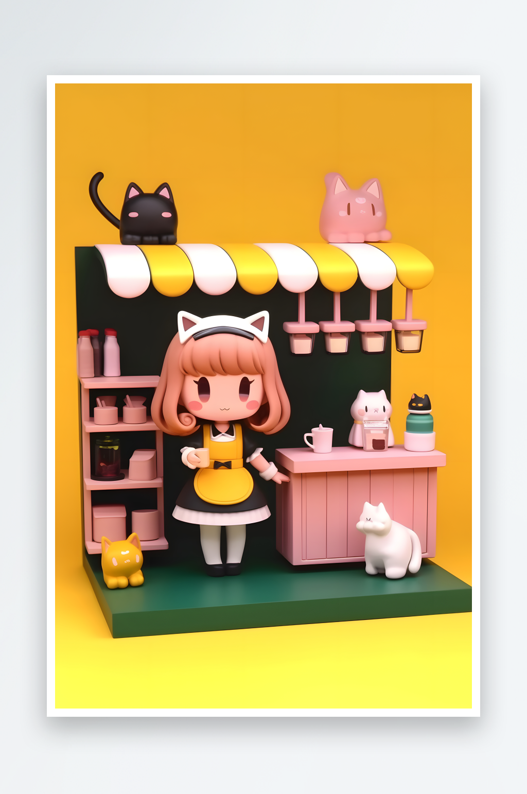 卡通可愛公仔IP快閃店展會模型插畫素材