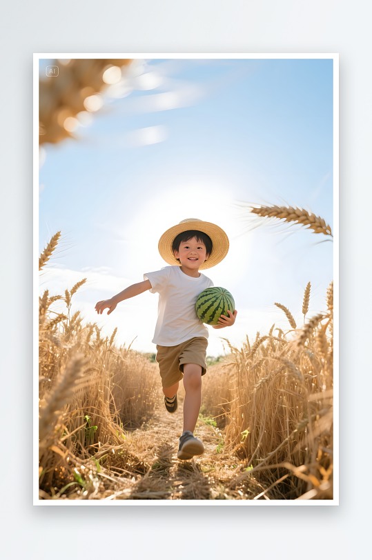 女孩立秋拍照秋季金黄麦田人物摄影图-众图网