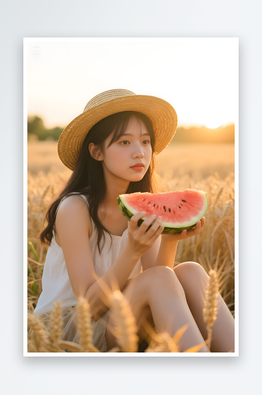 丰收麦田劳作秋季金黄麦田人物摄影图