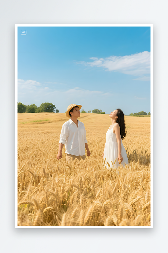 秋天立秋稻田劳作秋季金黄麦田人物摄影图-众图网