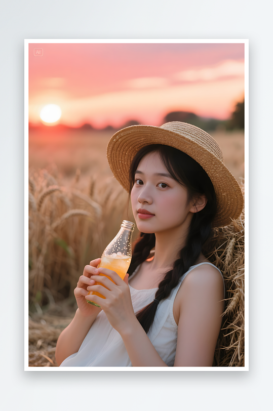 秋天立秋稻田劳作秋季金黄麦田人物摄影图