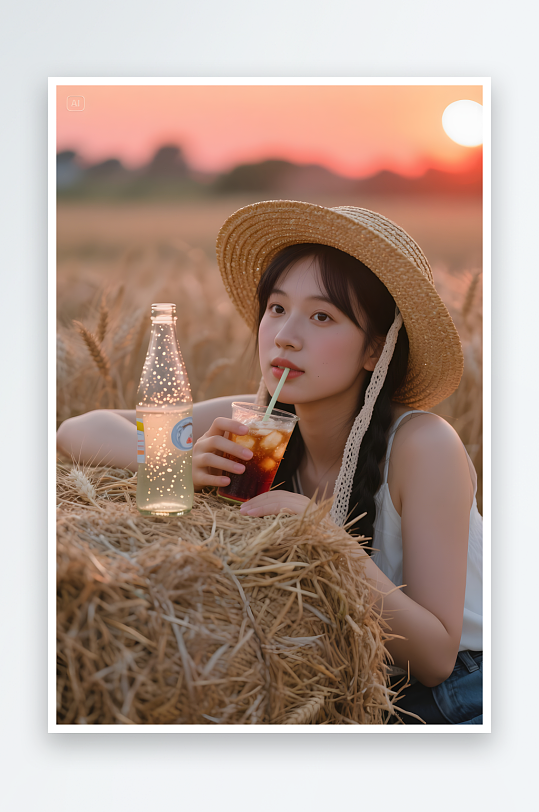 秋天立秋稻田劳作秋季金黄麦田人物摄影图