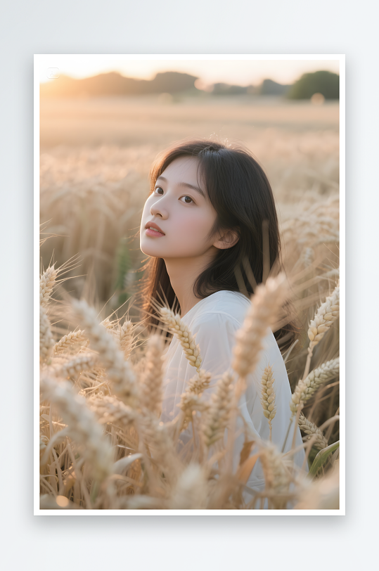 丰收场景劳作秋季立秋金黄麦田人物摄影图