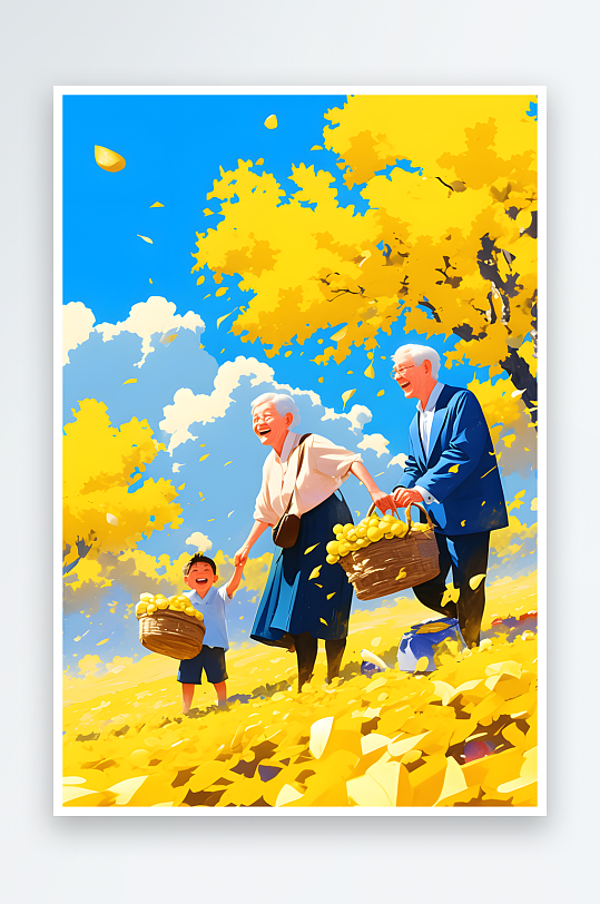 秋季农民丰收节水果大丰收葡萄卡通人物插画