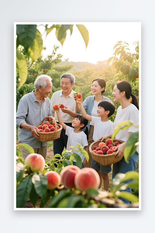 一家人旅行全家福祖孙三代秋季丰收节人物摄影图-众图网