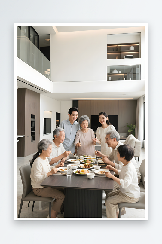 一家人老年人养老逛公园绿植全家福祖孙三代人物摄影图-众图网