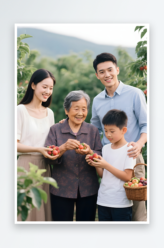 一家人老年人养老野餐全家福祖孙三代人物摄影图-众图网