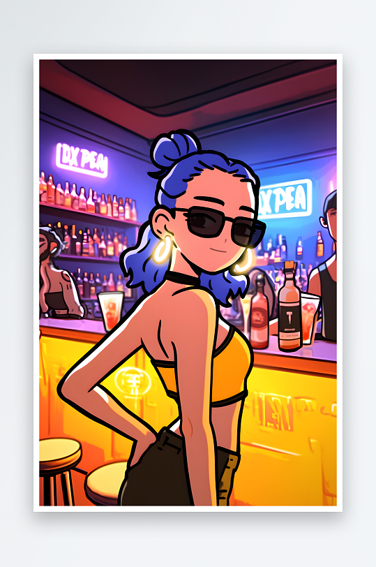 时尚男生女生酒吧喝酒派对聚会人物插画-众图网