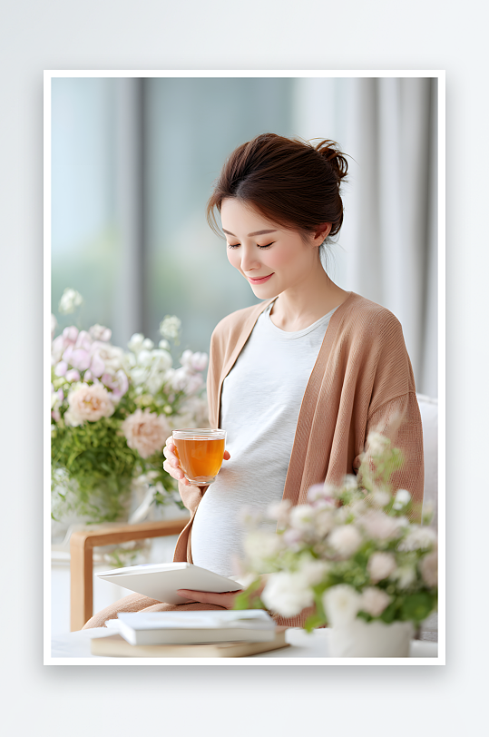 丈夫照顧孕婦孕媽媽醫(yī)院做產(chǎn)檢攝影圖